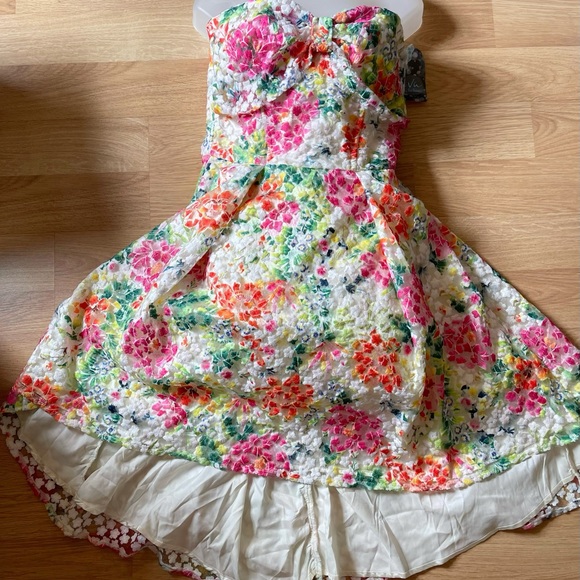 NWT Eve Franco Bow Bustier Floral High Low Formal Dress Prom Wedding 14 - Picture 2 of 3